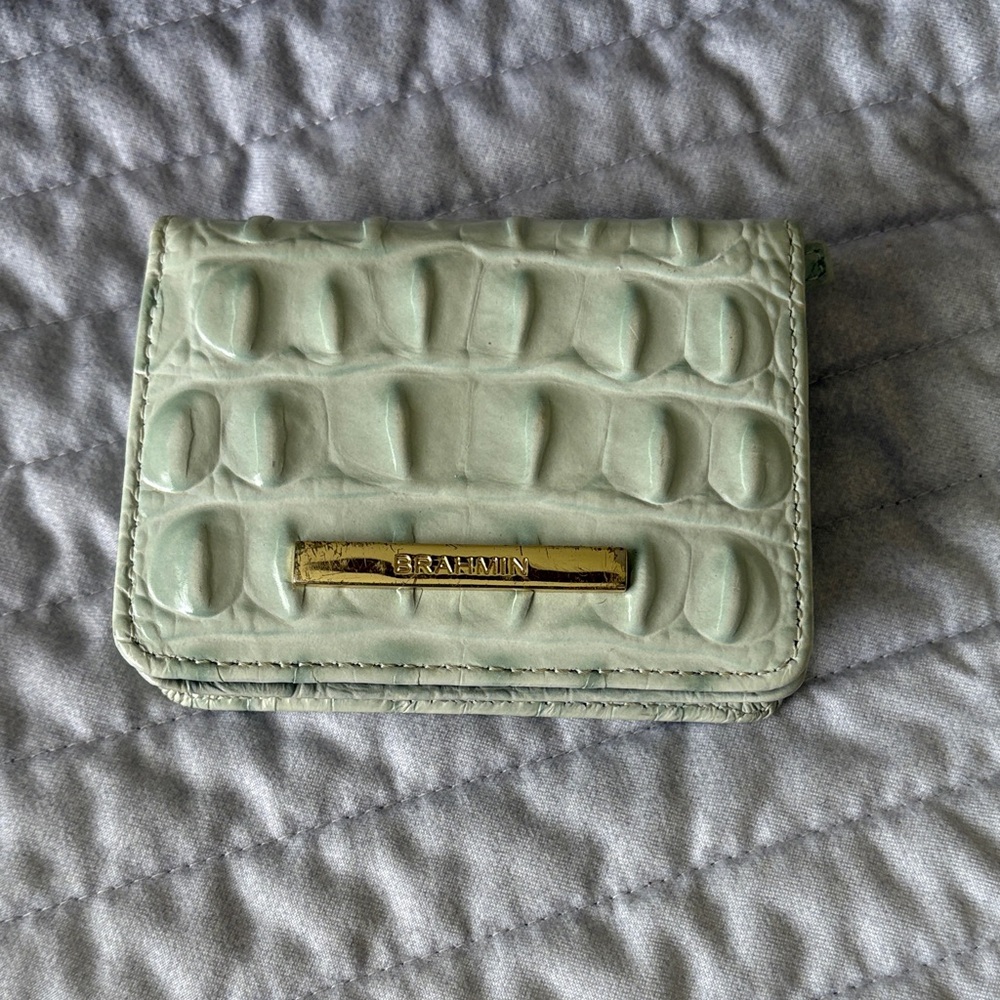 Brahmin Light Green Crocodile Embossed Card Holder